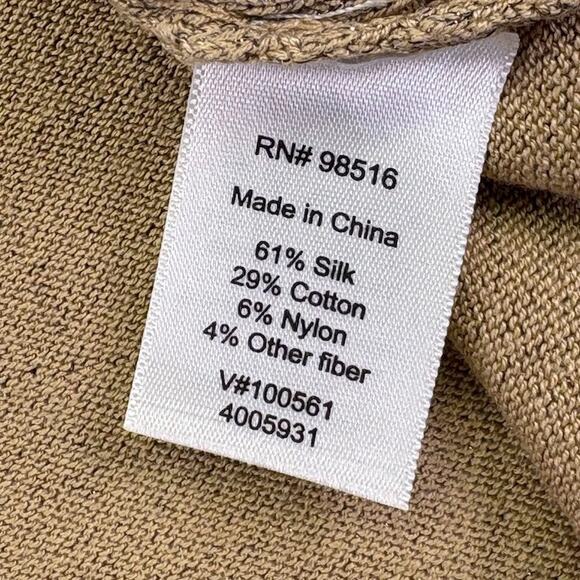 Coldwater Creek Cowl Neck Ribbed Sleeveless Silk Sweater Tunic Camel Size M - Picture 6 of 11